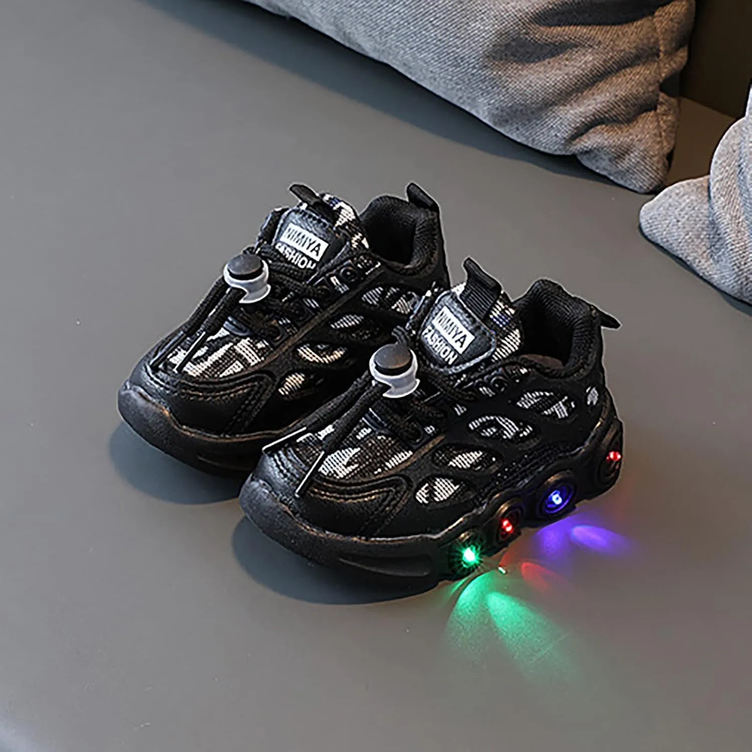 Toddler LED Light Up Shoes Boys Adjustable Strap Lightweight Flashing Tennis Sneakers Toddler Sport Running Shoes