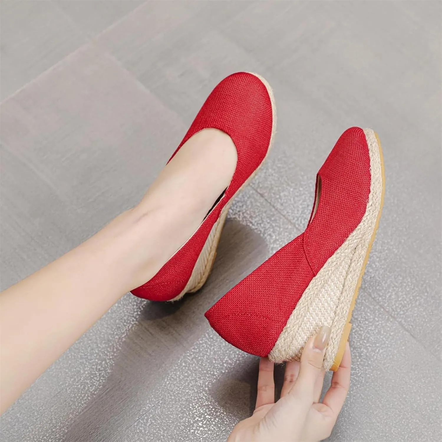 Women's Aurora Sandals Platform Espadrilles Wedge Slip On Pump Comfortable Closed Toe Sandals