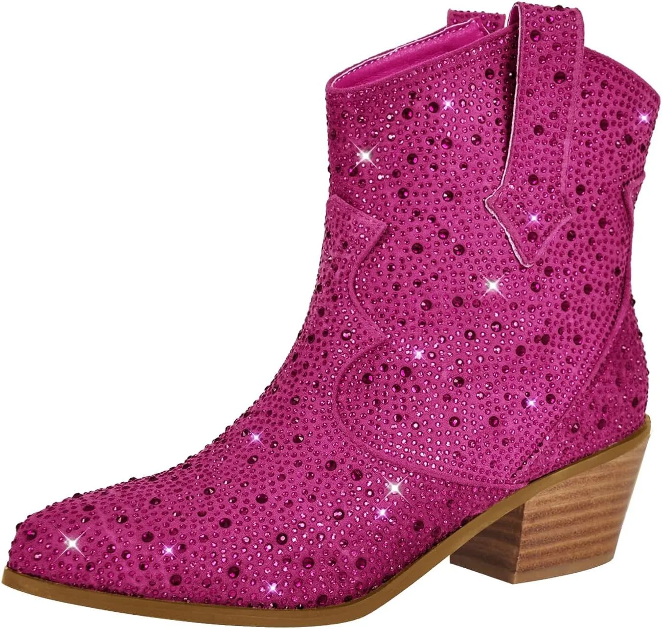 Women's Cowboy Cowgirl Boots Pointed Toe Rhinestone Ankle Boots
