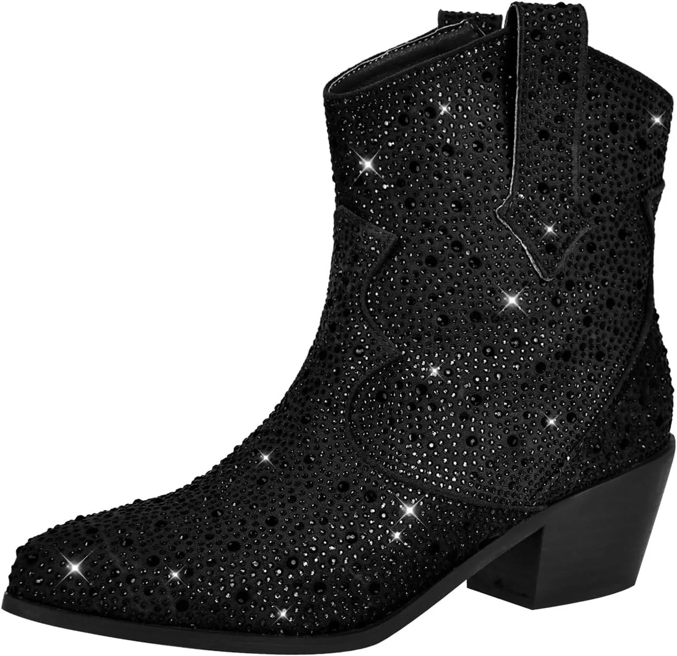 Women's Cowboy Cowgirl Boots Pointed Toe Rhinestone Ankle Boots
