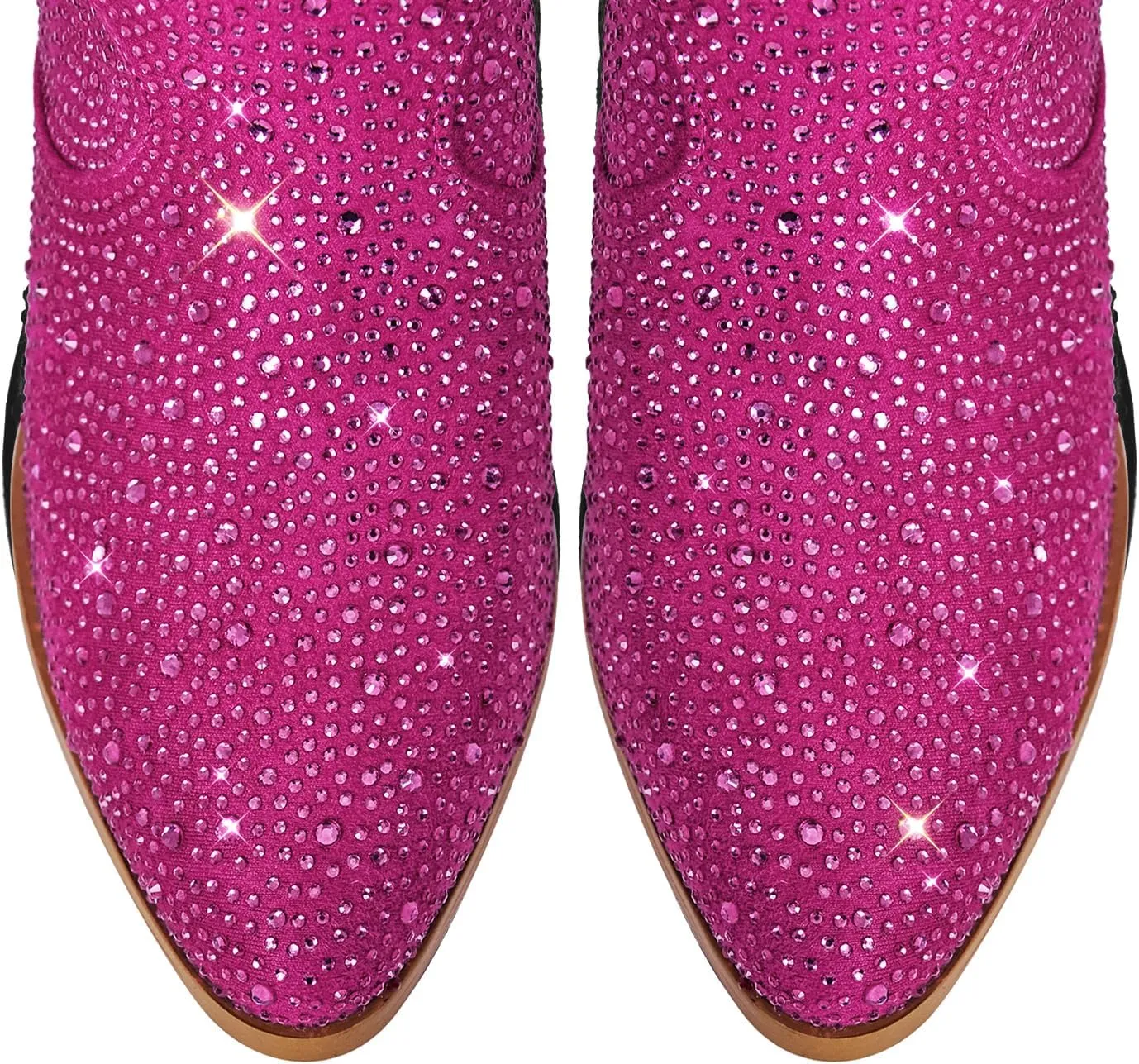 Women's Cowboy Cowgirl Boots Pointed Toe Rhinestone Ankle Boots