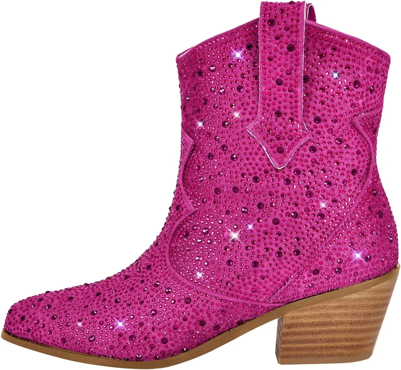 Women's Cowboy Cowgirl Boots Pointed Toe Rhinestone Ankle Boots