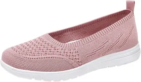 Womens Flats Slip On Go Summer Knit Walking Shoes Breathable Soft Mesh Loafers Athletic Ballet Flats Classic Dress Shoes