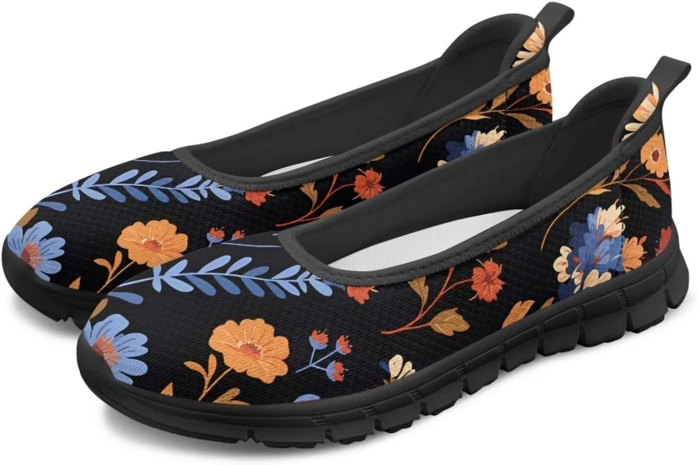 Women's Mesh Flats Shoes Breathable Slip on Shoes Casual Black and White Flats Comfortable Walking Shoes
