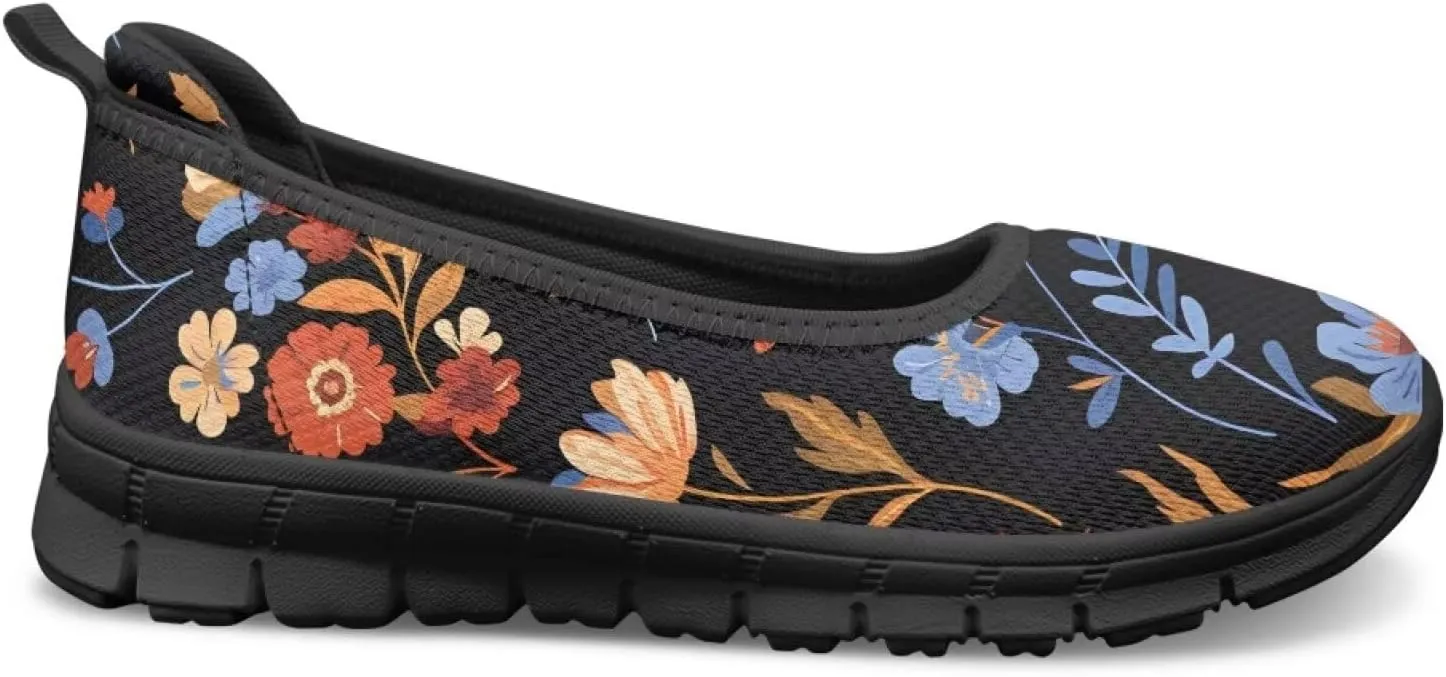 Women's Mesh Flats Shoes Breathable Slip on Shoes Casual Black and White Flats Comfortable Walking Shoes