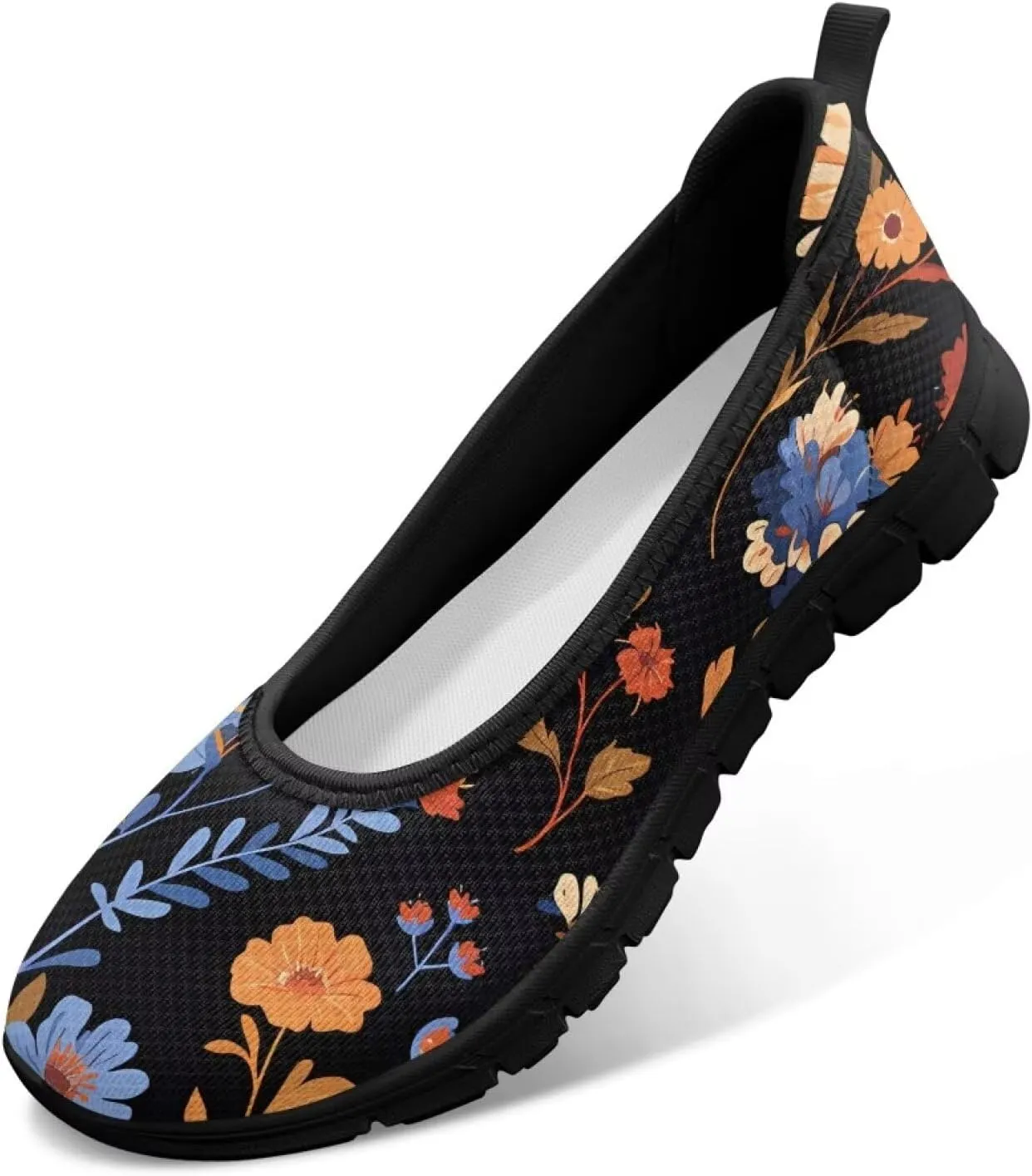 Women's Mesh Flats Shoes Breathable Slip on Shoes Casual Black and White Flats Comfortable Walking Shoes