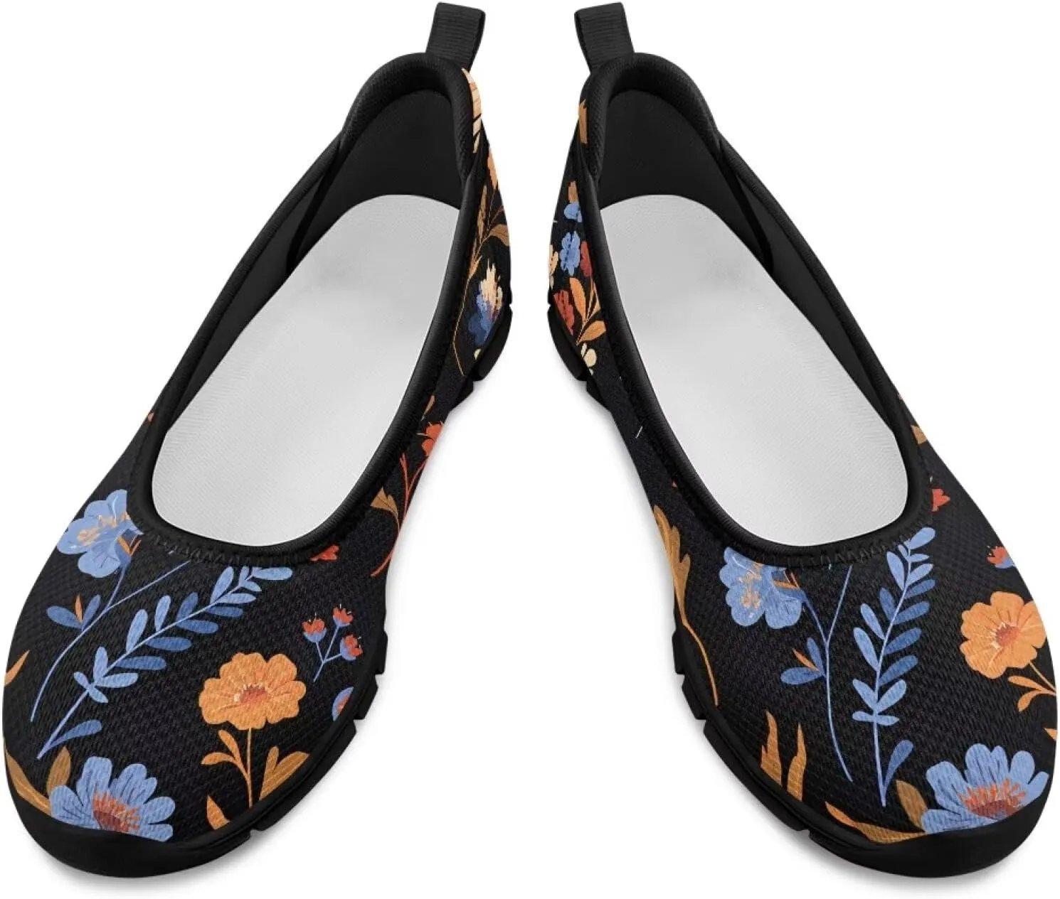 Women's Mesh Flats Shoes Breathable Slip on Shoes Casual Black and White Flats Comfortable Walking Shoes