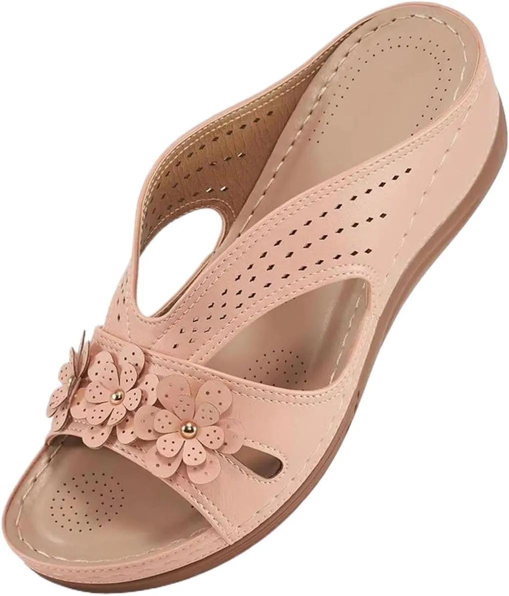 Women's Summer Sandals Wedge Slip On Comfortable Slides Footbed Shoes Dressy Summer Lightweight Platform Sandals Orthopedic Comfortable Open Toe Sandal