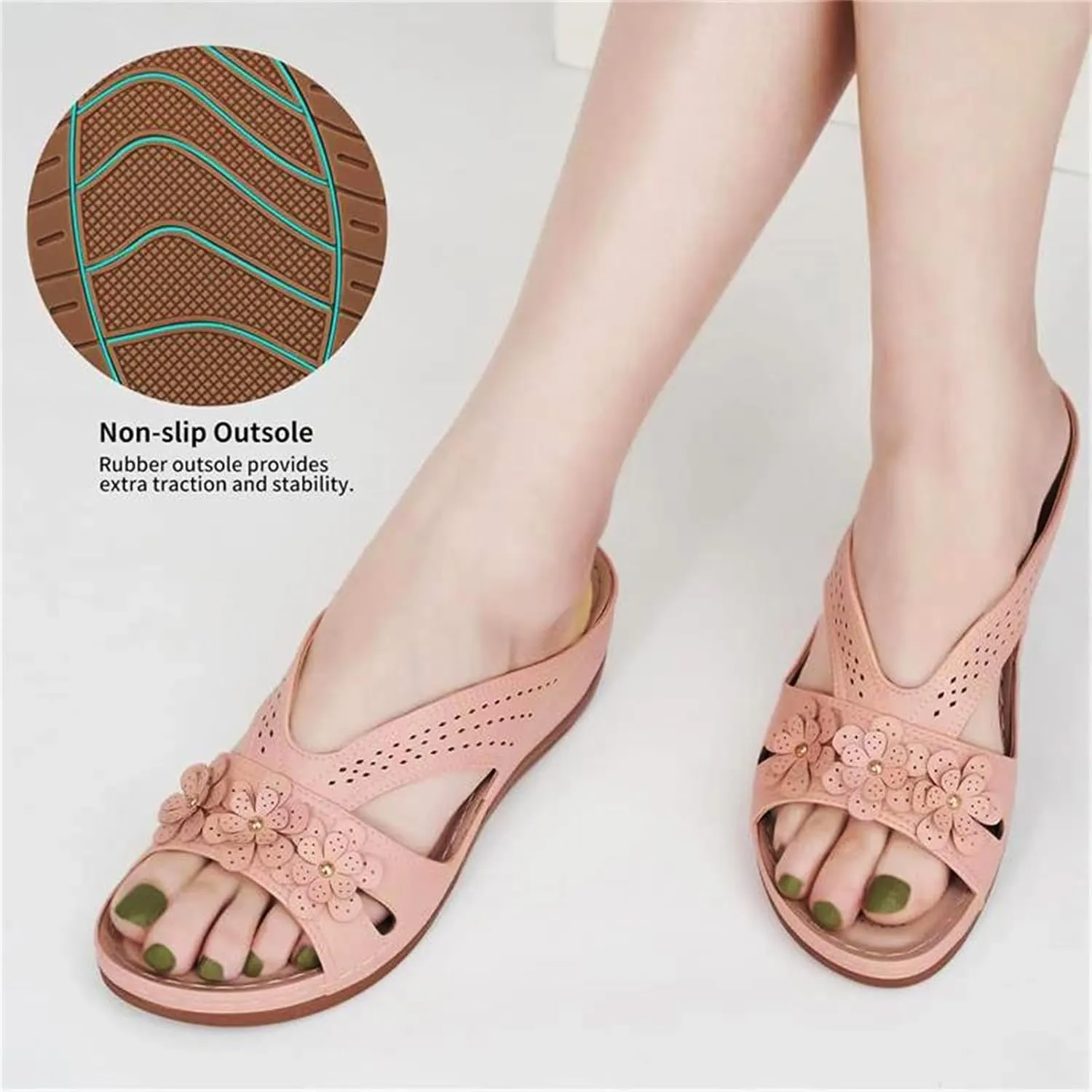 Women's Summer Sandals Wedge Slip On Comfortable Slides Footbed Shoes Dressy Summer Lightweight Platform Sandals Orthopedic Comfortable Open Toe Sandal