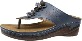 Womens Wedge Sandals Comfortable Walking Platform Orthopedic Arch Support Slippers Vintage Flip Flop