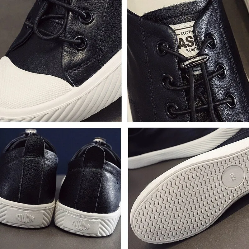xiangtuibao  Fashion Cowhide Sneakers Women Casual Breathable Walking Shoes Flat Sport Shoes Genuine Leather Vulcanized Shoes Spring